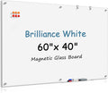 MaxGear Glass White Board 60x40 Inches Brilliance White Magnetic Dry Erase by MaxGear