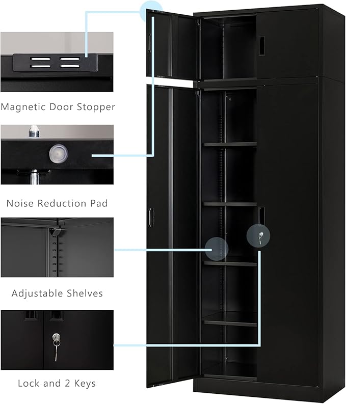BESFUR Metal Storage Cabinet 87" H, Tall Locking Storage Cabinets - Image 5