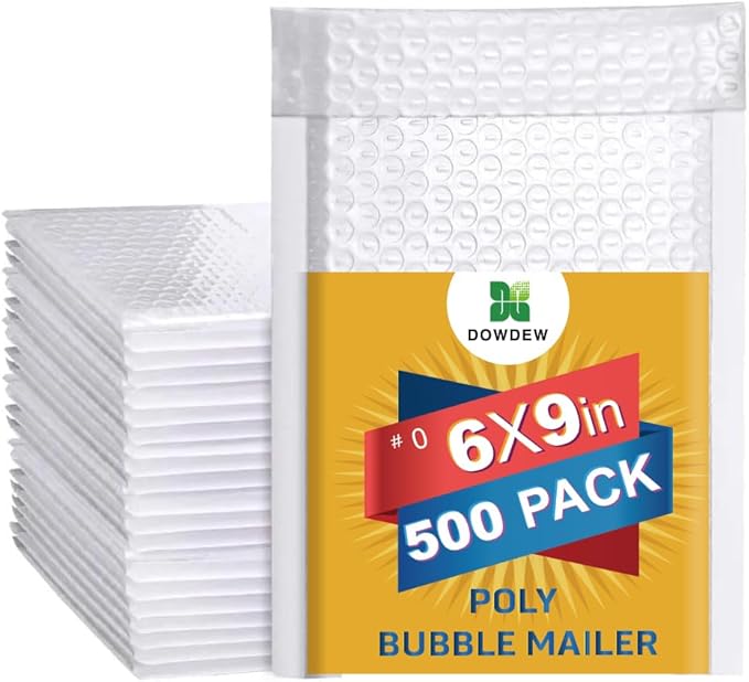 Water Resistant Bubble Envelope Mailers 6 inch x 9 inch #0 White Poly Padded by Unknown