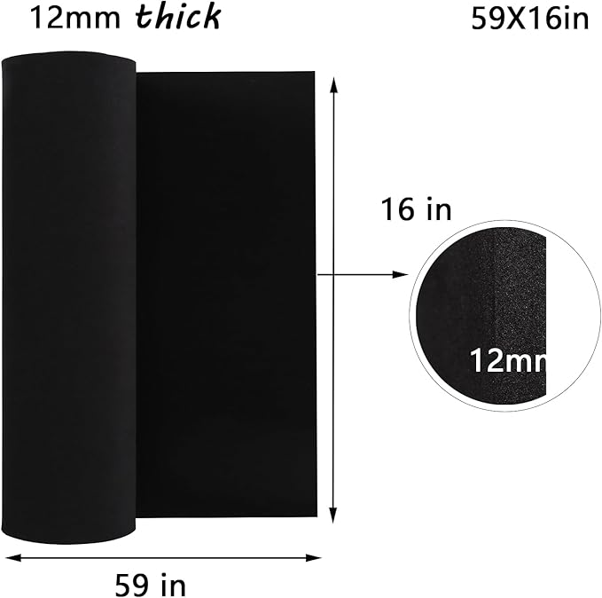 AMZQNART EVA Foam 12mm, Cosplay Foam 16x59 inch Black, High Density 90 kg/m³ - Image 2