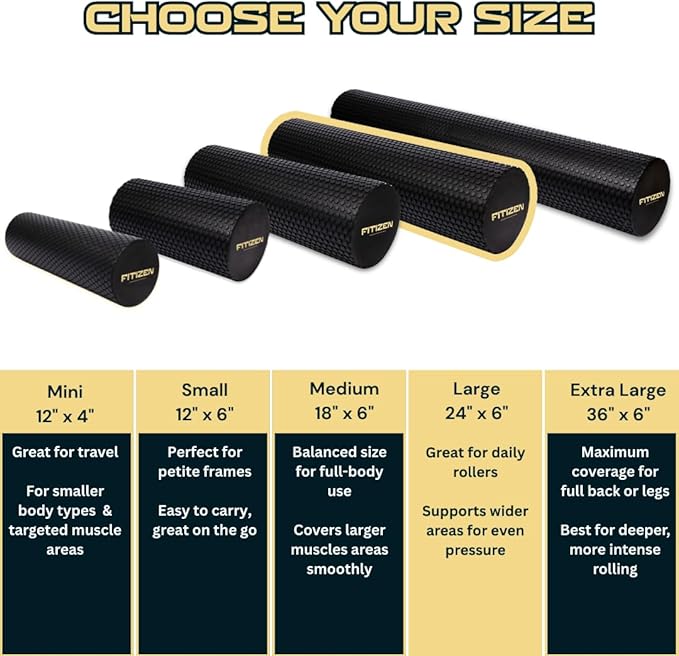 Fitizen Foam Roller – Muscle Massage Rehab Stiff Back Pain Physical Therapy - Image 2