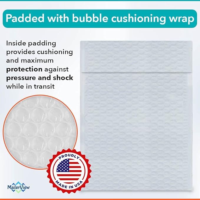 White Poly Bubble Mailers 7.25x12 inch #1 | Self Seal Padded Envelopes | - Image 4