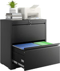 2 Drawer File Cabinet with Lock, Lateral Filing Cabinets, Metal Storage Filing by Unknown