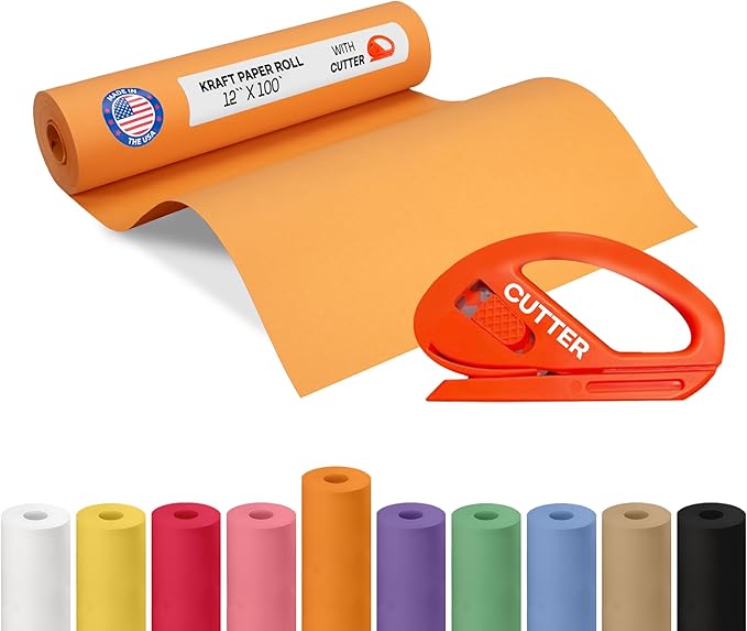 Orange Kraft Paper Roll 12" x 1200" by IDLPackaging