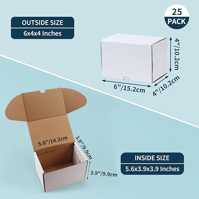 WIFTREY 6x4x4 Shipping Boxes 25 Pack - Image 2