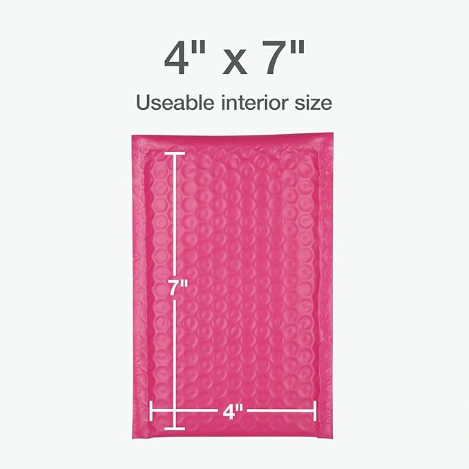 Quality Park Bubble Mailers, 4 x 8 Shipping Envelopes, Small Pink Padded - Image 6
