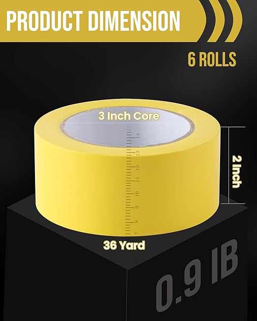 Lichamp 6 Rolls Vinyl Tape, Premium Safety Marking and Traffic Floor Marking - Image 2