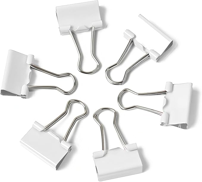 50 Pack Medium White Binder Clips 1 Inch, Colored Paper Clamps, Middle Size - Image 3