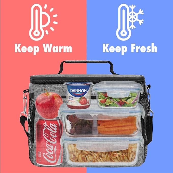 opux Insulated Lunch Bag for Men Women, Soft Lunch Box for Office Work School - Image 7