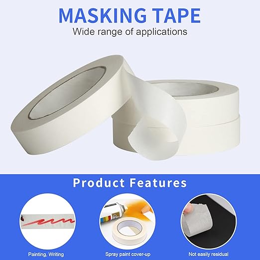 Masking Tape 1 inch Wide, 12 Rolls General Purpose Masking Tape Bulk - Image 4