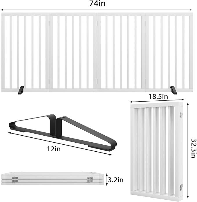 Dog Gate 32" Tall Freestanding Dog Gate - Image 6