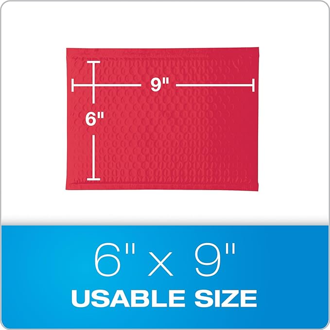 Quality Park Bubble Mailers, 6 x 9 Shipping Envelopes, Water Resistant Red Poly - Image 6