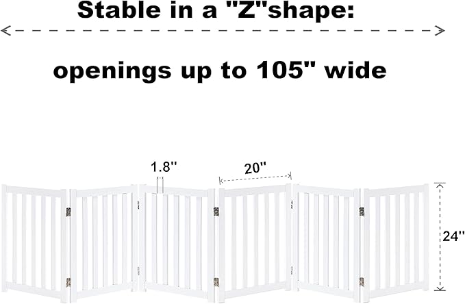 LZRS 6-Panel Extra-Wide Freestanding Wooden Dog Gate Indoor – 24”High Foldable - Image 3