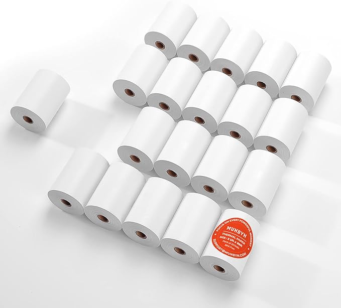 MUNBYN 2 1/4" X 85' Thermal Receipt Paper Cash Register Paper Rolls Fits by MUNBYN