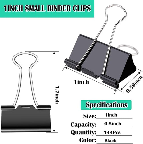 144 Pcs Binder Clips, 1-Inch Medium Paper Clamps - Image 2