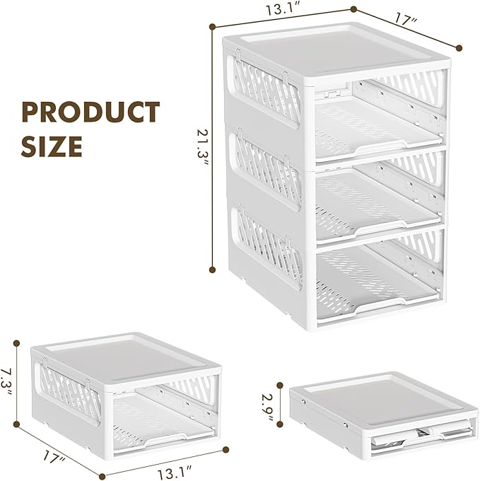 3 Pack Stackable Closet Storage Basket - Image 3