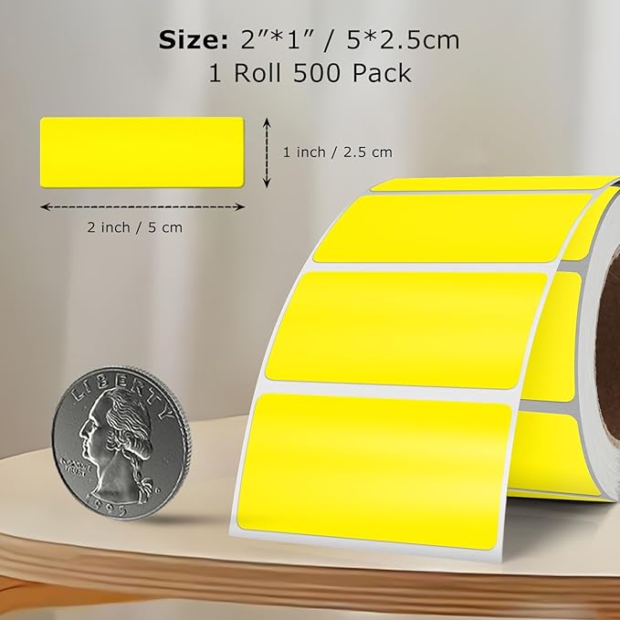 Yellow Color Coding Labels 1 × 2 Inches Self-Adhesive Vinyl Rectangle Stickers - Image 2