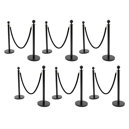 Stanchion Posts Crowd Control Barriers, 201 Stainless Steel 12 Posts 8 Ropes - Image 5