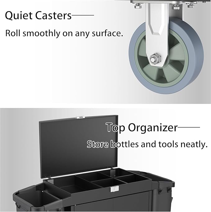 Heavy Duty Metal Housekeeping Janitorial Cart - Image 8