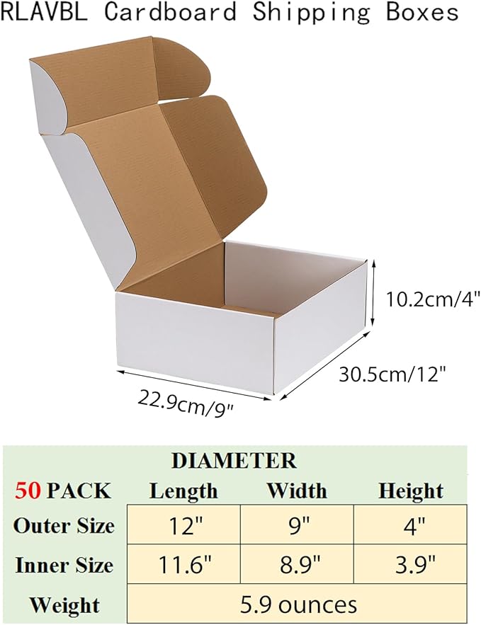 RLAVBL 12x9x4 Inches Shipping Boxes Set of 50, Mailer Boxes - Image 2