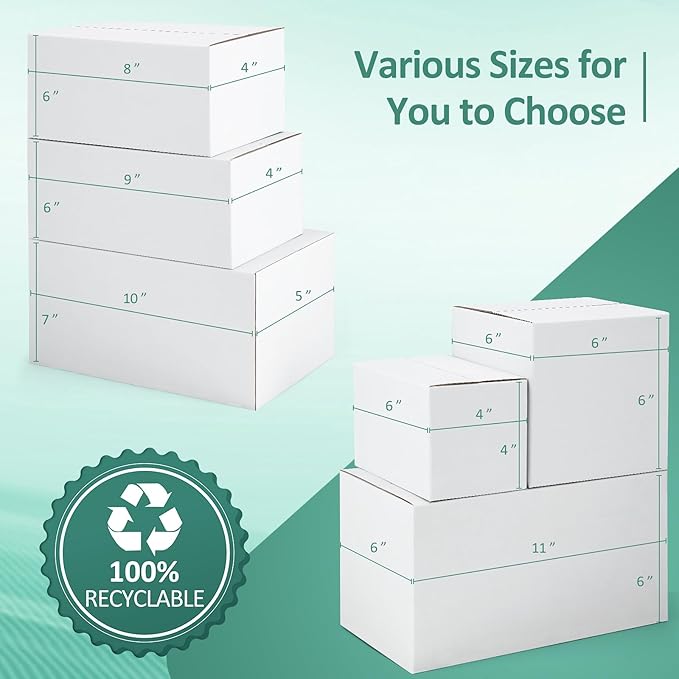 Eupako 6x4x4-Small-Shipping-Boxes-30-Pack-White-Corrugated-Box-Mailers - Image 5