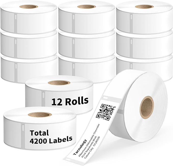 Tacnology 12 Rolls 4200 Labels Direct Thermal Labels Compatible by Tacnology