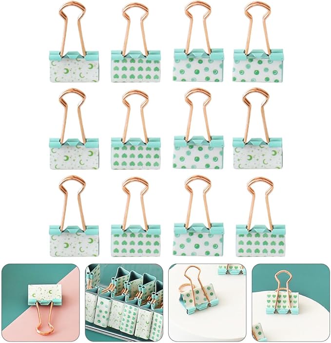 12pcs Metal Binder Clips Paper Clamps Multi-Functional Office File Organizing - Image 8