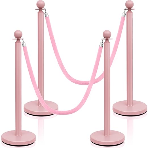 Ferraycle 4 Pcs Stainless Steel Stanchions Post Queue 38 Inch, 5 ft Velvet by Ferraycle