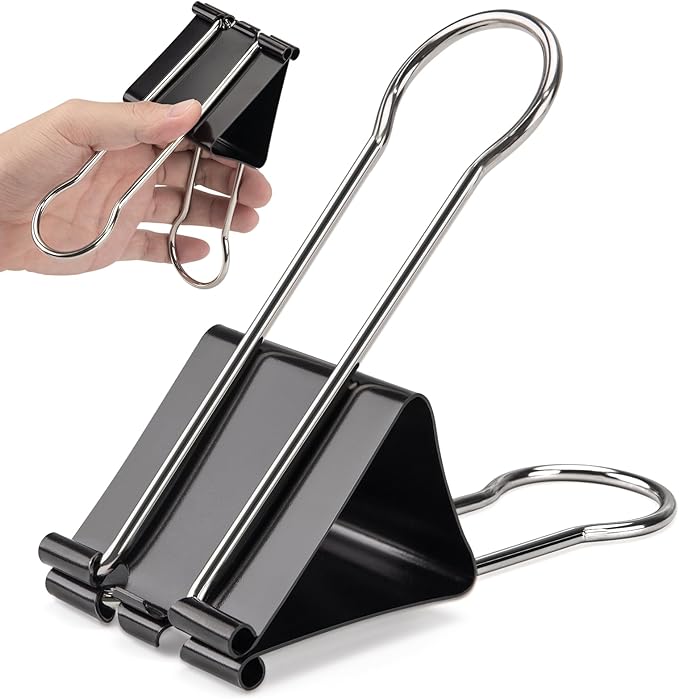 OWLKELA 2.4 inch Extra Jumbo Binder Clips 2 Pcs, Large Paper Clip, Big Paper by OWLKELA