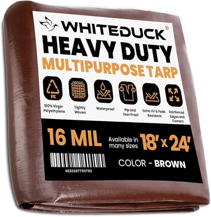 WHITEDUCK 18x24 Tarp 16 MIL Heavy Duty Poly Tarp Waterproof UV Resistant by WHITEDUCK