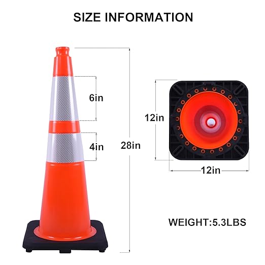 OrangeStar 6-Pack 28" Traffic Cones, Weighted Rubber Base - Image 7