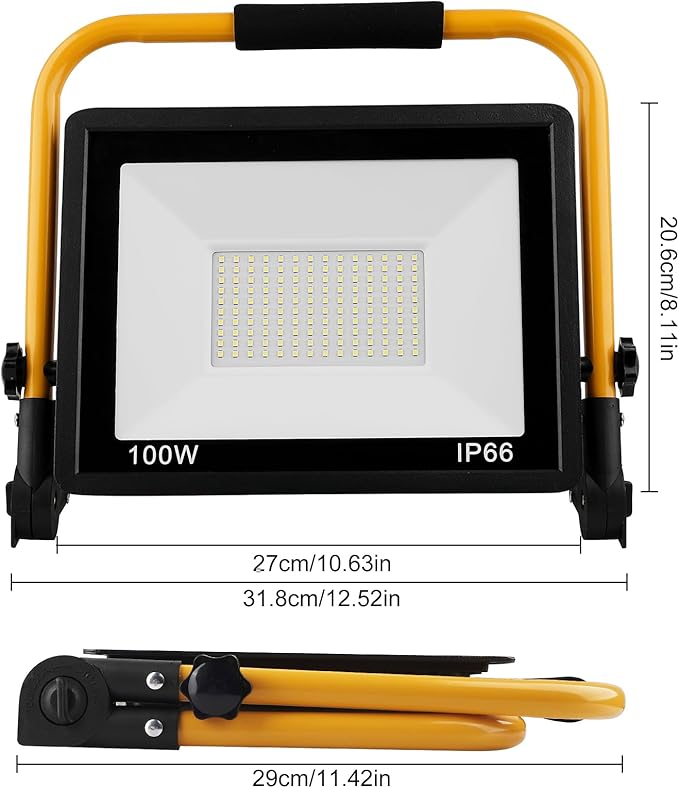 T-SUN 100W LED Work Light, Outdoor Waterproof Flood Light, Adjustable Portable - Image 2