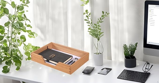 Wood Letter-Size Tray for Office Desktop Organizer - Image 6