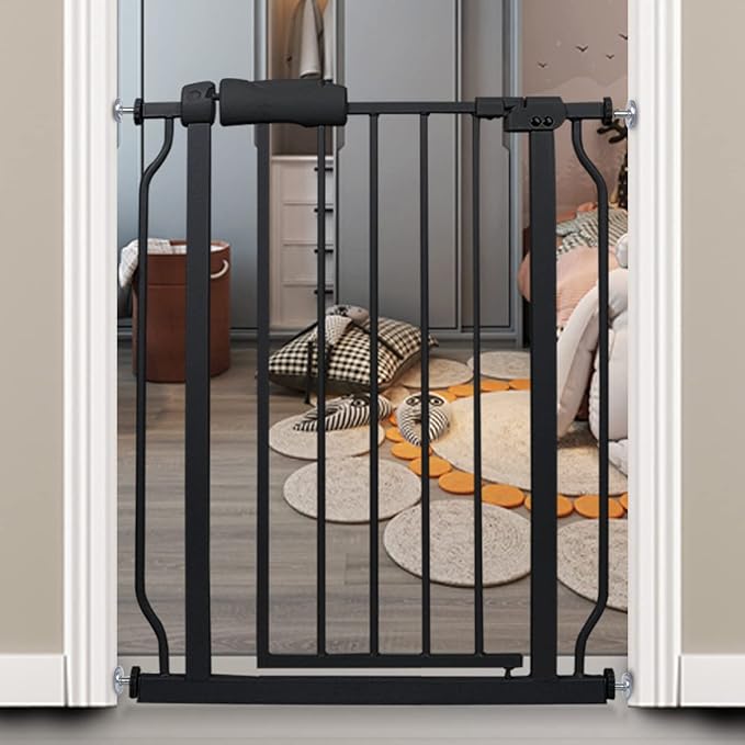 Narrow Baby Gate 24 Inch Small Black Tension Indoor Safety Gates Auto Close by COSENDBABYGATE