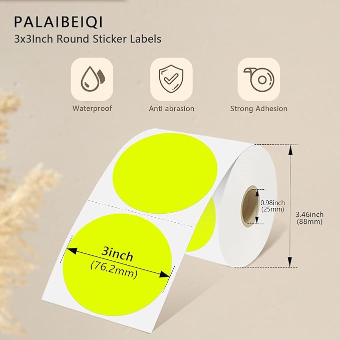 3X3Inch Round Thermal Labels Circle Color Coding Labels Printable Waterproof - Image 3
