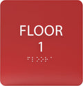 Red ADA Floor 1 Sign with Braille – Made from Durable Acrylic and Ready to Mount by ADACentralSigns
