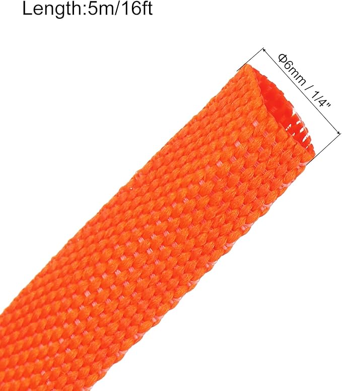 MECCANIXITY Braided Cable Sleeves Heat Shrinkable Fabric Sleeving, 1/4" 16ft - Image 2