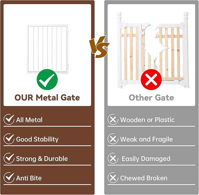 2 Panels Full Metal Freestanding Dog Gates, 40” W x 24” H Folding Pet Gate Fence - Image 4