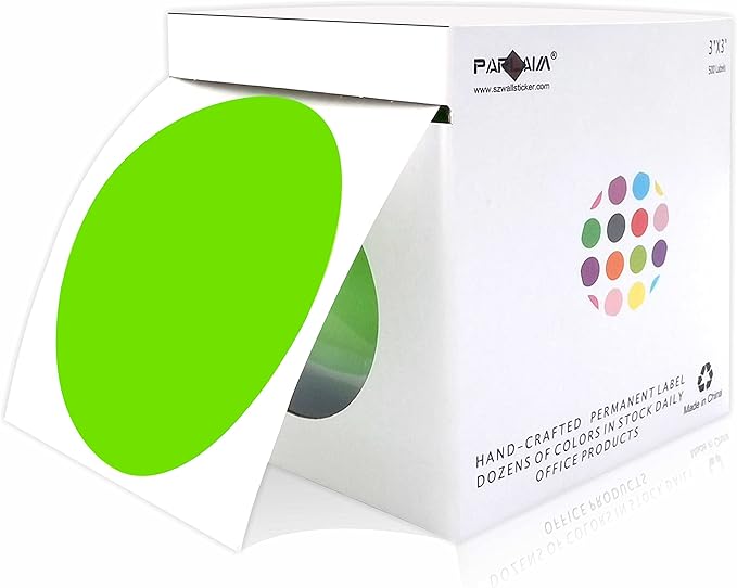 PARLAIM 3 Inch Round Color-Code Dot Stickers, Light Green - Image 2