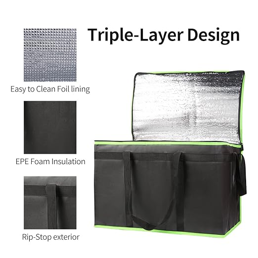 Bodaon 3-Pack Insulated Food Delivery Bag, XXX-Large Meal Grocery Tote - Image 5