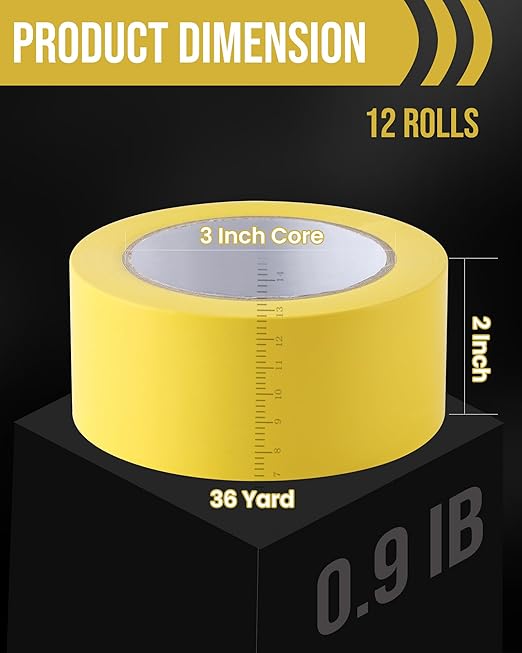 Lichamp 12 Rolls Vinyl Tape, Premium Safety Marking and Traffic Floor Marking - Image 2