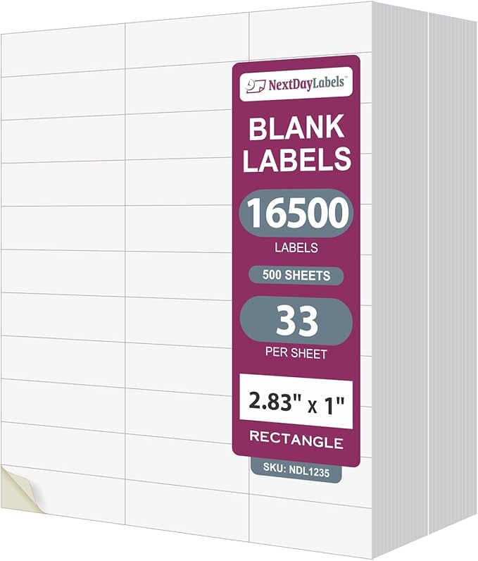 NextDayLabels - 2.83" x 1" Rectangular Sticker Labels by NextDayLabels