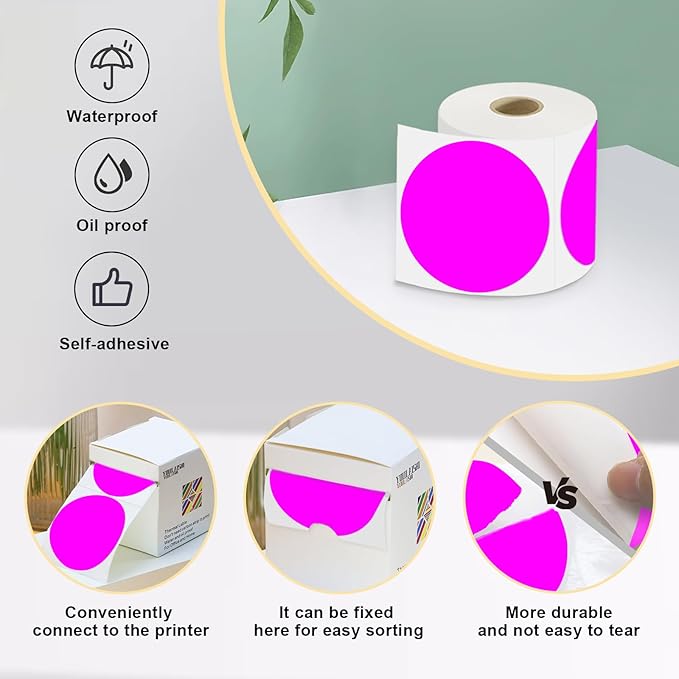 3 x 3Inch Round Color Coding Labels Circle Thermal Labels Printable Waterproof - Image 4