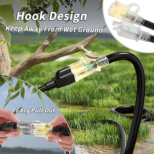 PlugSaf 14/3 Gauge 25 FT Extension Cord Outdoor, Heavy Duty Extension Cord - Image 3