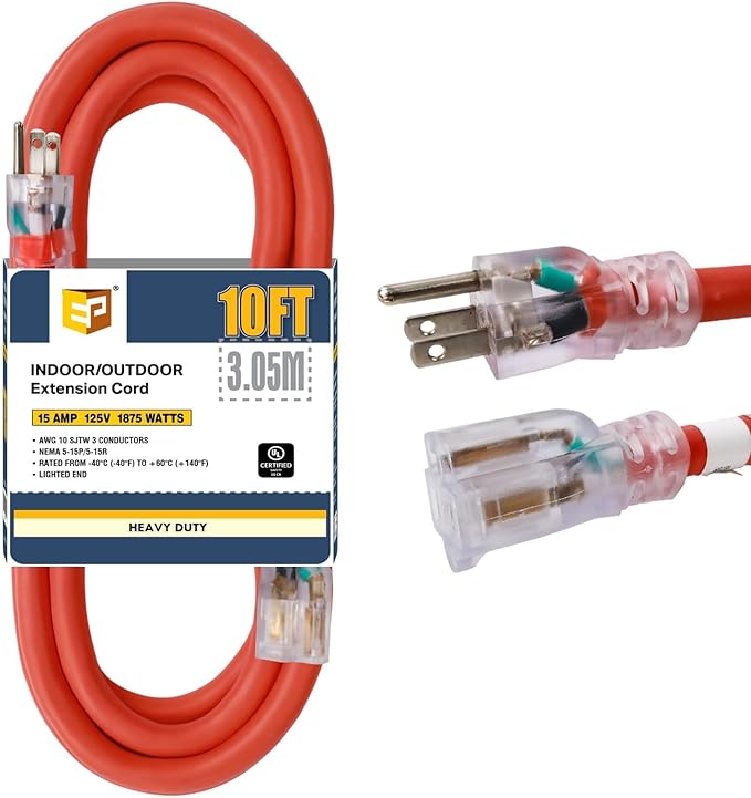 EP 10 Ft Lighted Outdoor Extension Cord by ENERGYPRO