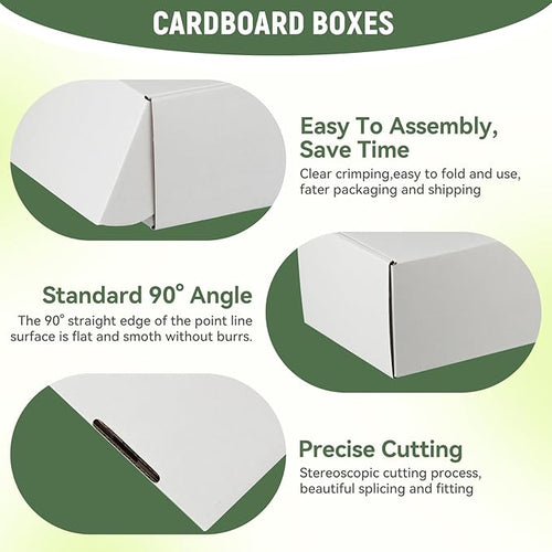 10 Pack 8"x6"x4" inch Small Shipping Boxes White Corrugated Cardboard Box - Image 2