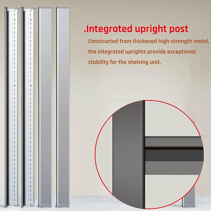 62" Wide Heavy Duty Garage Shelving Units, 4-Tier Deep Storage Shelves - Image 6