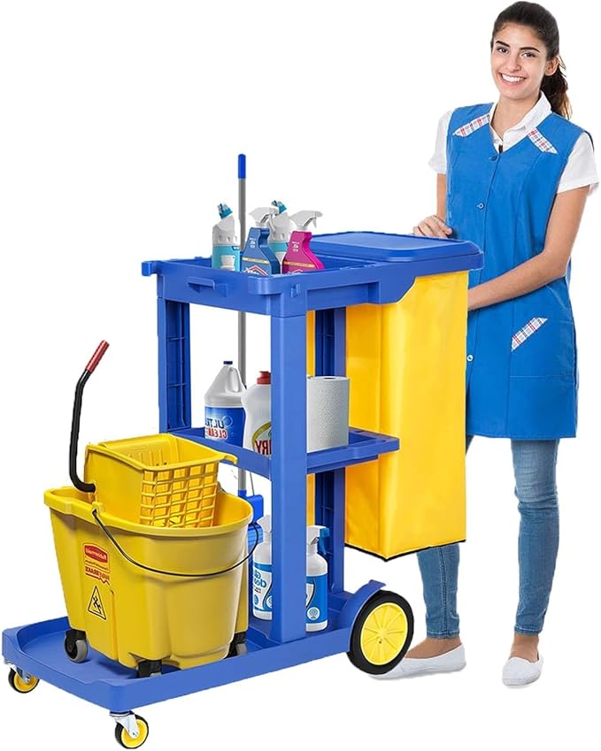 tonchean Commercial Janitorial Cart, 3-Shelf Housekeeping Cart by tonchean