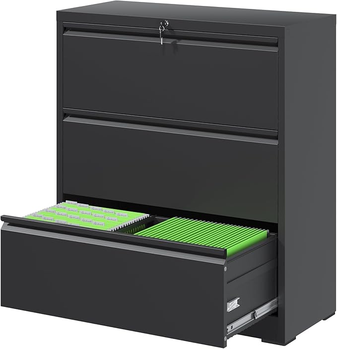 File Cabinets 3 Drawer, Metal Office Storage Filing Cabinet by FLIXELIO