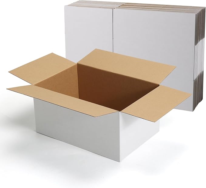 CRUGLA 12x8x6 White Shipping Boxes Set of 15 by CRUGLA